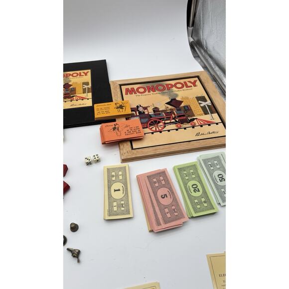 2001 Hasbro Parker Brothers Nostalgia Game Monopoly in Wooden Box Complete VG - Picture 12 of 16